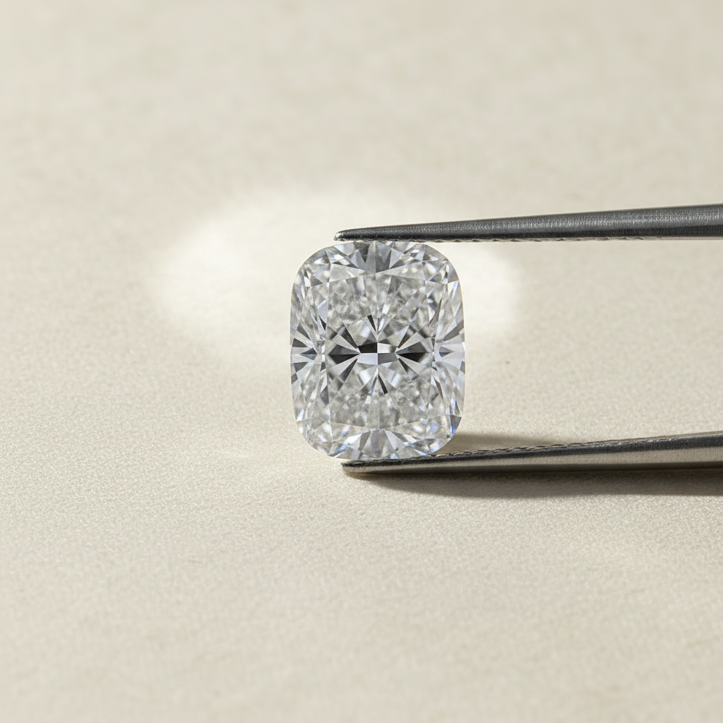 4,03 karaat kussengeslepen laboratorium-gegroeide diamant, VVS1/E
