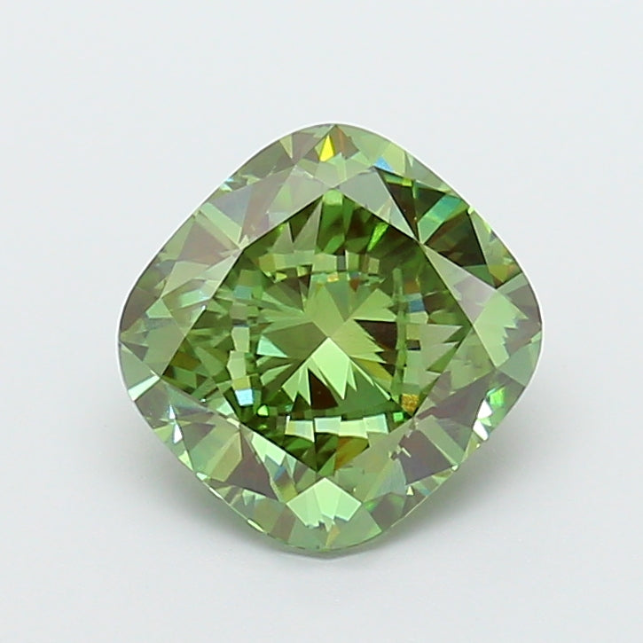 4.03 Carat Cushion Square Lab Grown Diamond VS1Fancy Vivid Green