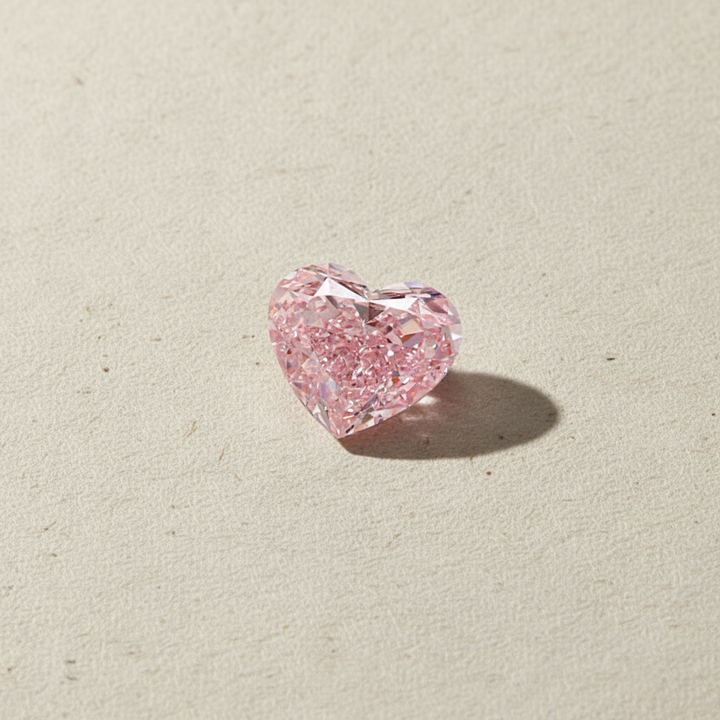 4.03 Carat Heart Cut Lab Grown Diamond VS2 Fancy Intense Pink IGI Certified
