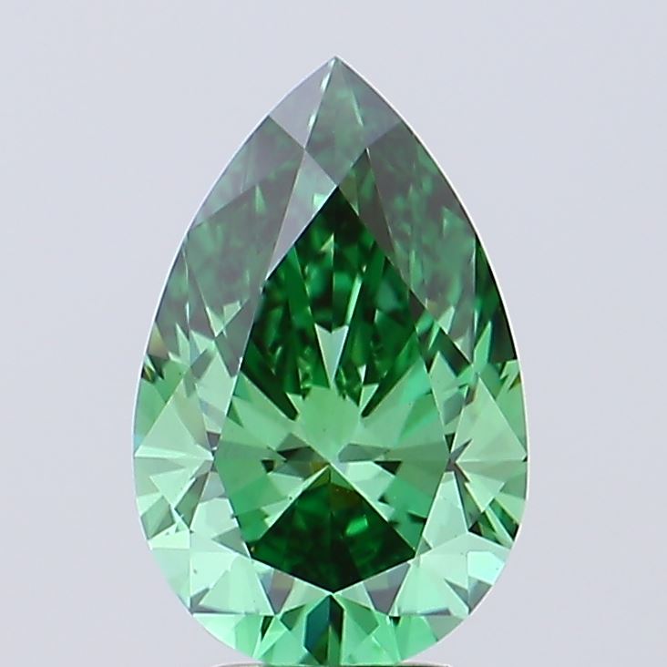4.03 Carat Pear Cut Lab Grown Diamond VS1Fancy Vivid Green