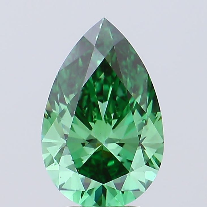 4.03 Carat Pear Cut Lab Grown Diamond VS1Fancy Vivid Green