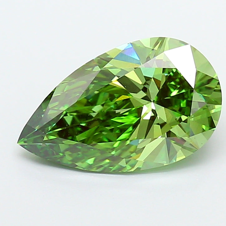 4.03 Carat Pear Cut Lab Grown Diamond VS1Fancy Vivid Green
