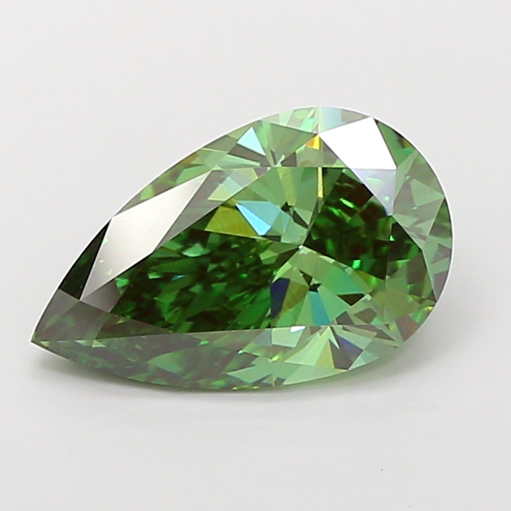 4.03 Carat Pear Cut Lab Grown Diamond VVS1Fancy Vivid Green