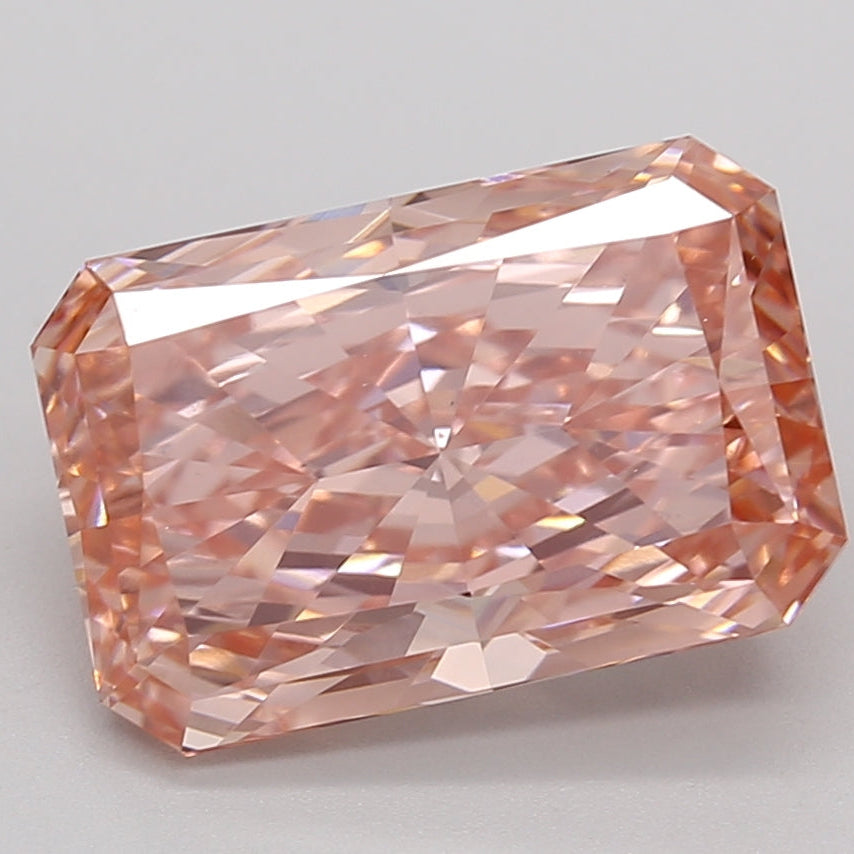 4.03 Carat Radiant Cut Lab Grown Diamond VS1 Fancy Vivid Pink