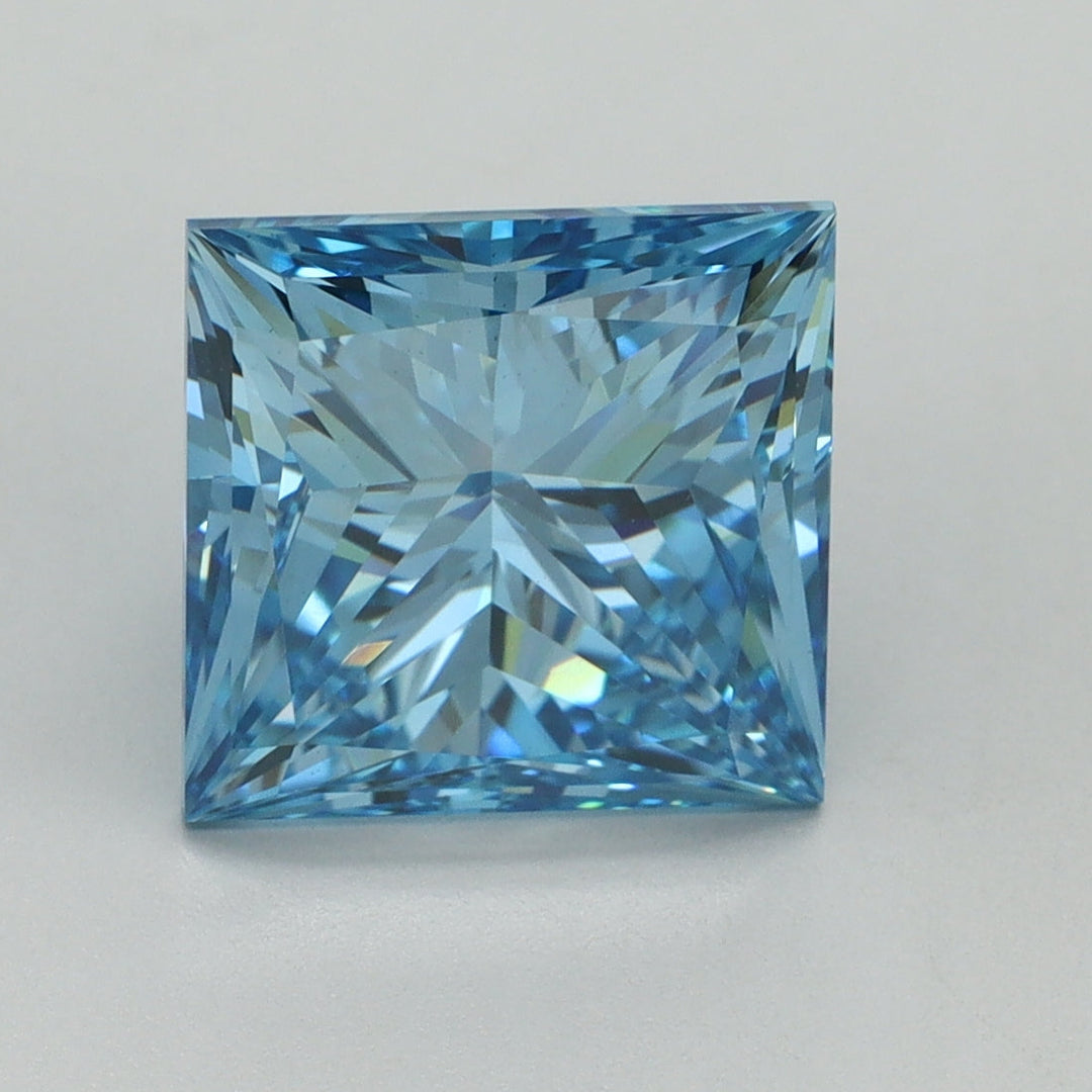 4.04 Carat Princess Cut Lab Grown Diamond VS1Fancy Vivid Blue