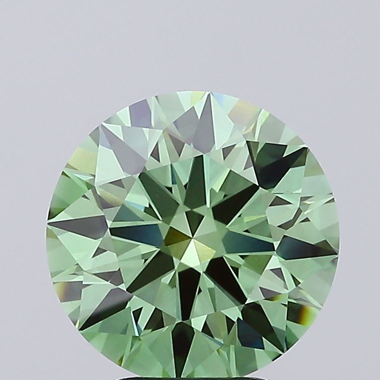 4.04 Carat Round Lab Grown Diamond VS1 Fancy Vivid Green
