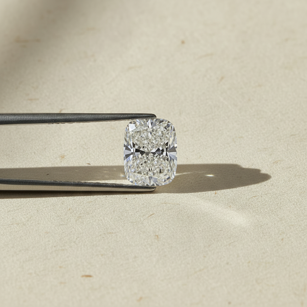 4,05 karaat kussengeslepen laboratorium-gegroeide diamant, VVS2/F