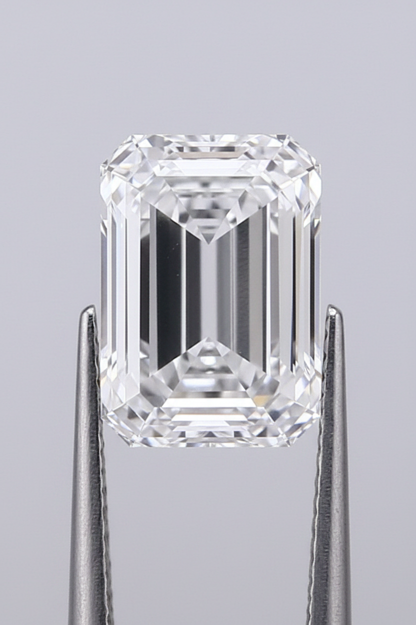 4.05 Carat Emerald Cut Lab Grown Diamond, VVS2/D