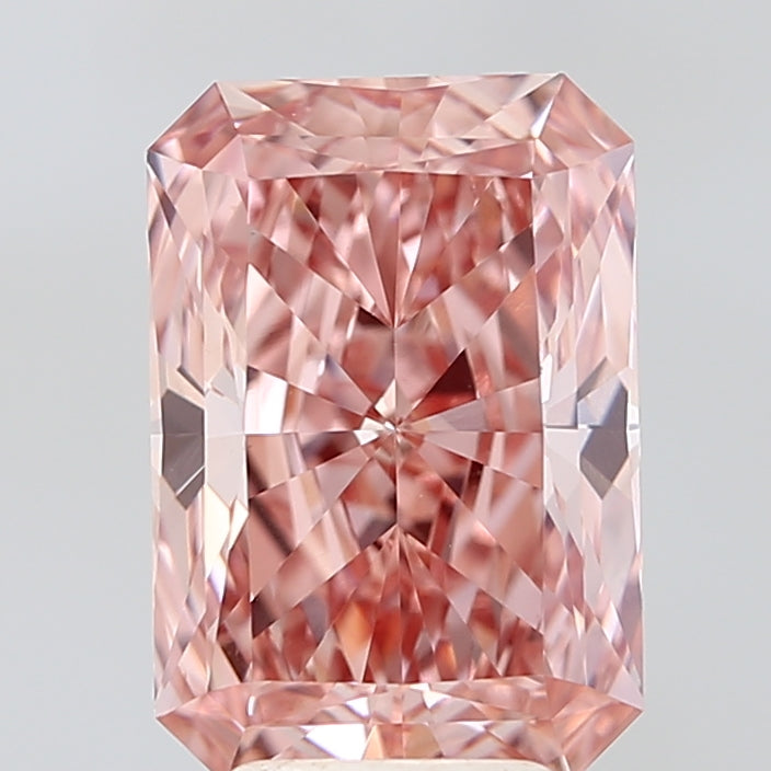 4.05 Carat Radiant Cut Lab Grown Diamond VVS2Fancy Vivid Brownish Pink