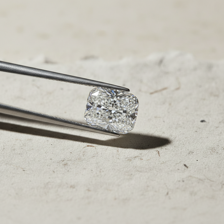 4,06 karaat kussengeslepen laboratorium-gegroeide diamant, VVS1/F