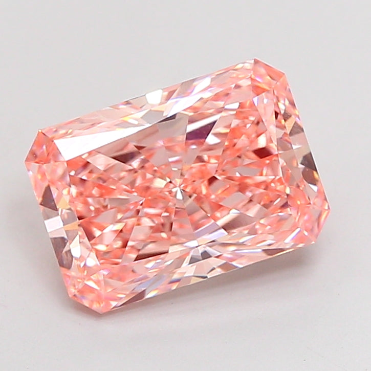 4.06 Carat Radiant Cut Lab Grown Diamond VVS2Fancy Vivid Pink