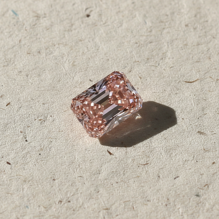 4.06 Carat Radiant Cut Lab Grown Diamond, VVS2/Fancy Vivid Pink