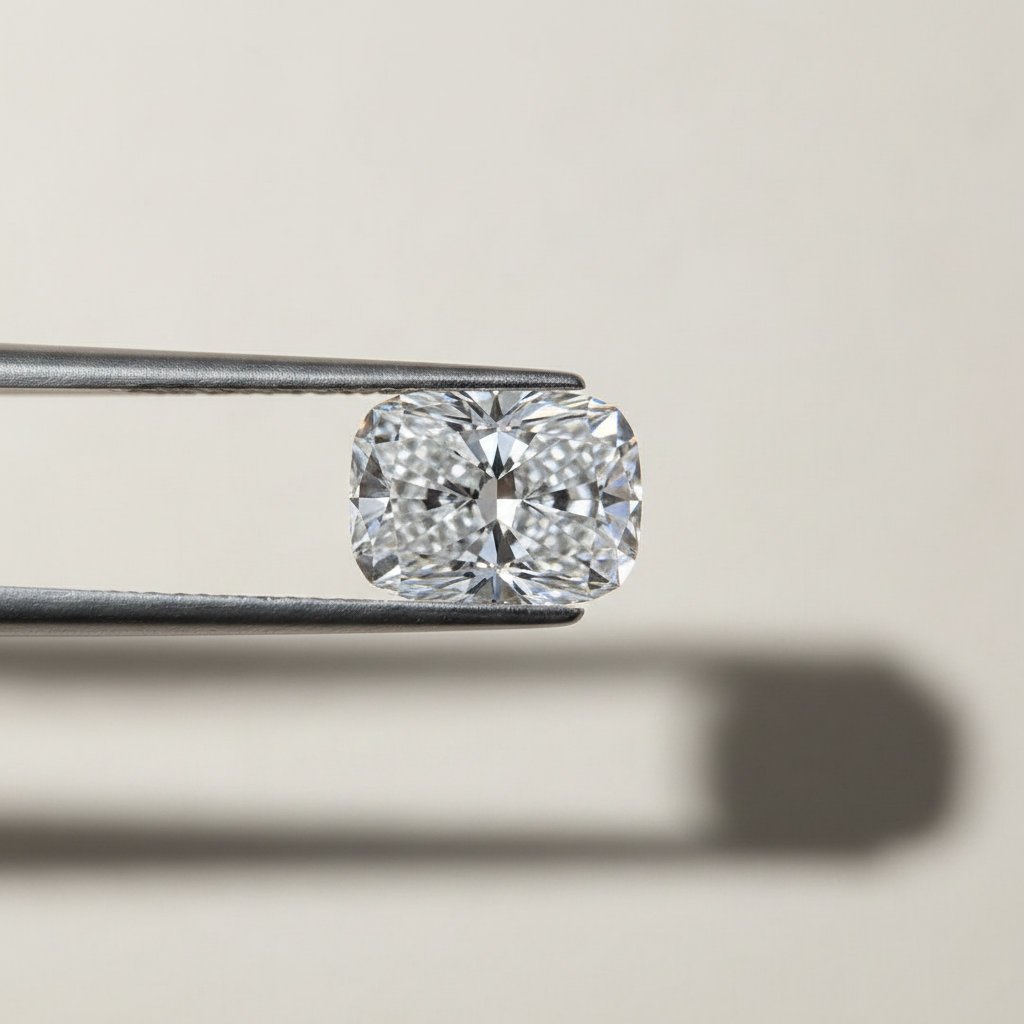 4,07 karaat kussengeslepen laboratorium-gegroeide diamant, VS1/E