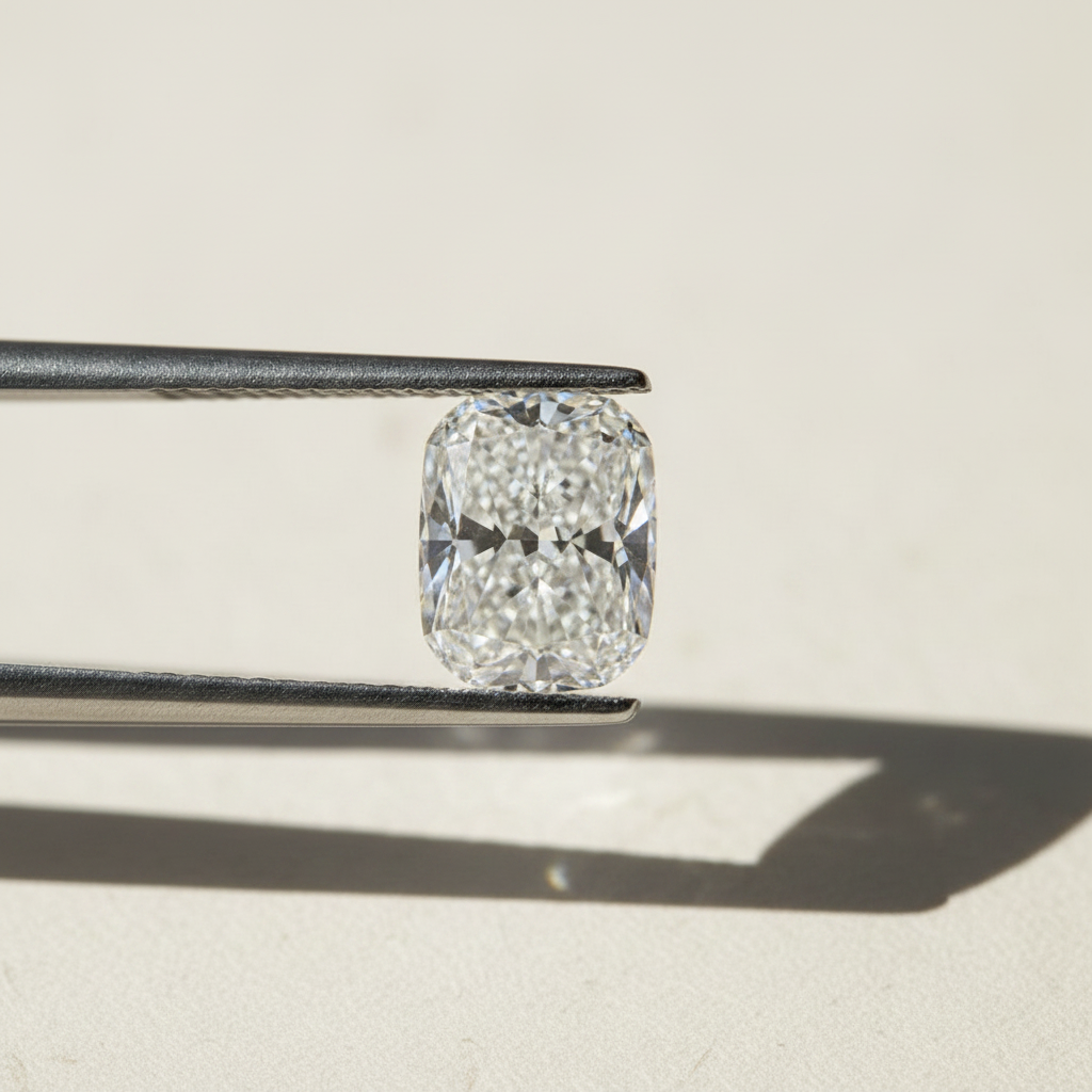 4,07 karaat kussengeslepen laboratorium-gegroeide diamant, VVS2/F