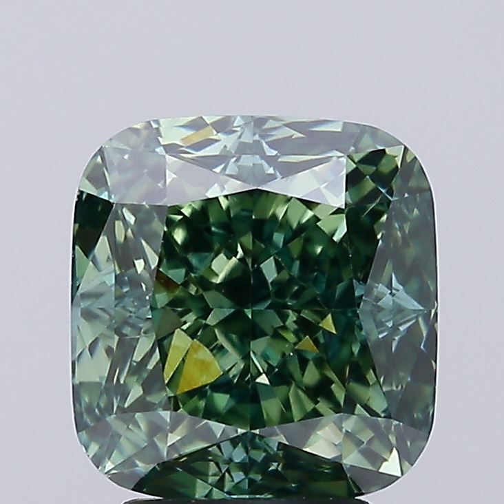 4.07 Carat Cushion Square Lab Grown Diamond VS1Fancy Vivid Green