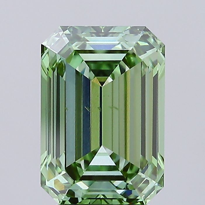 4.07 Carat Emerald Cut Lab Grown Diamond VS2Fancy Vivid Green