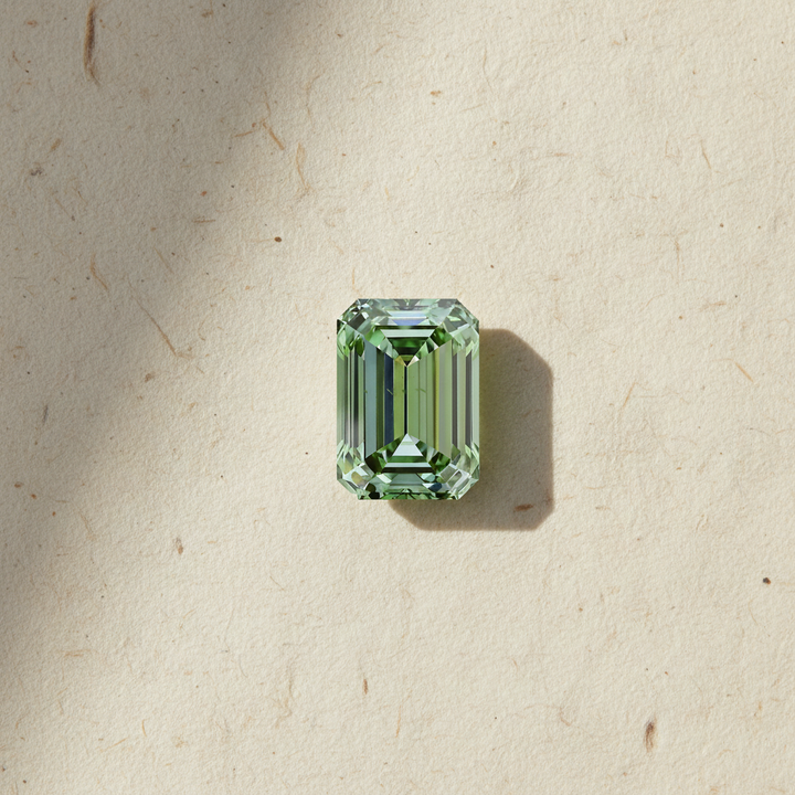 4.07 Carat Emerald Cut Lab Grown Diamond, VS2/Fancy Vivid Green