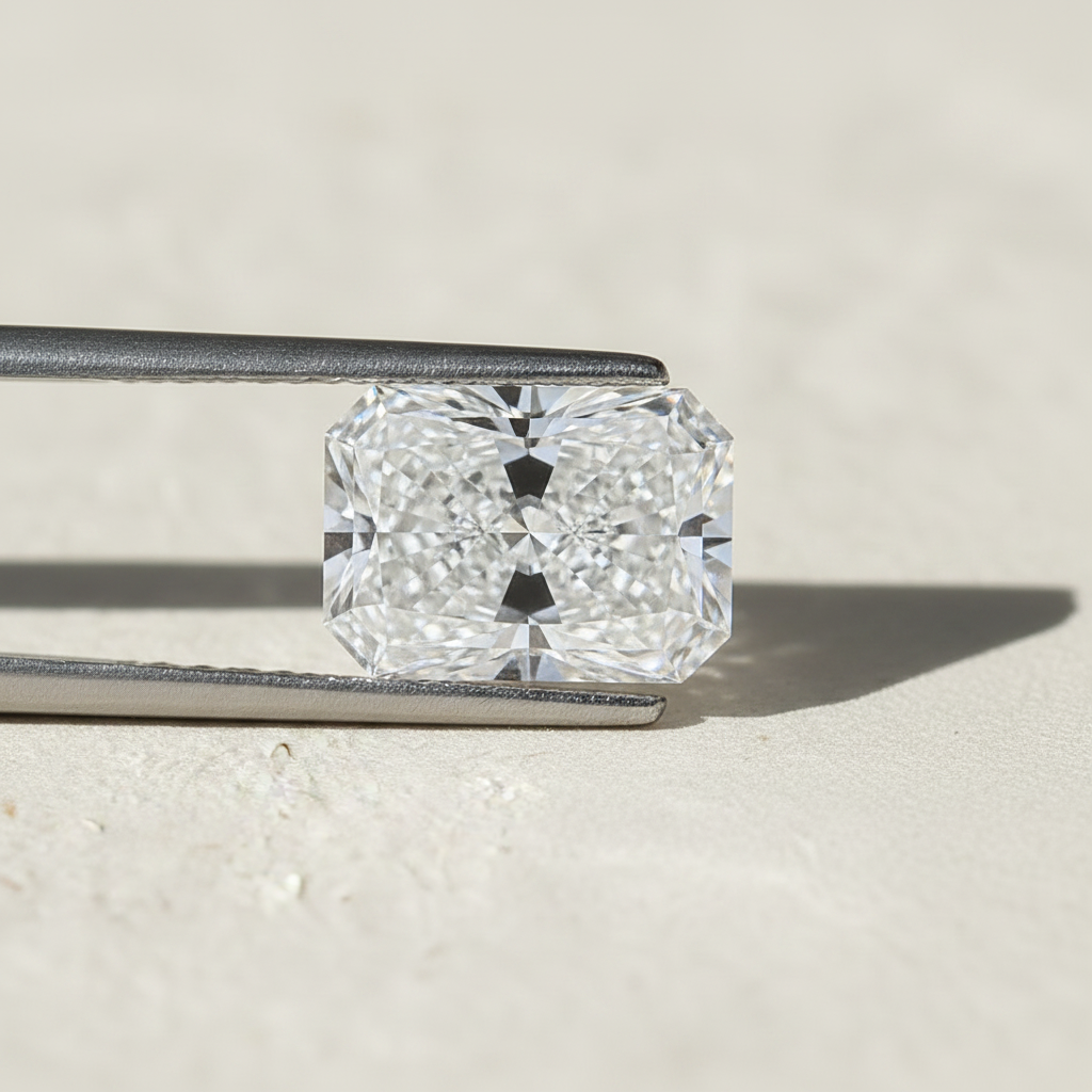 Diamant cultivé en laboratoire taille radiante de 4,07 carats, VVS1/D
