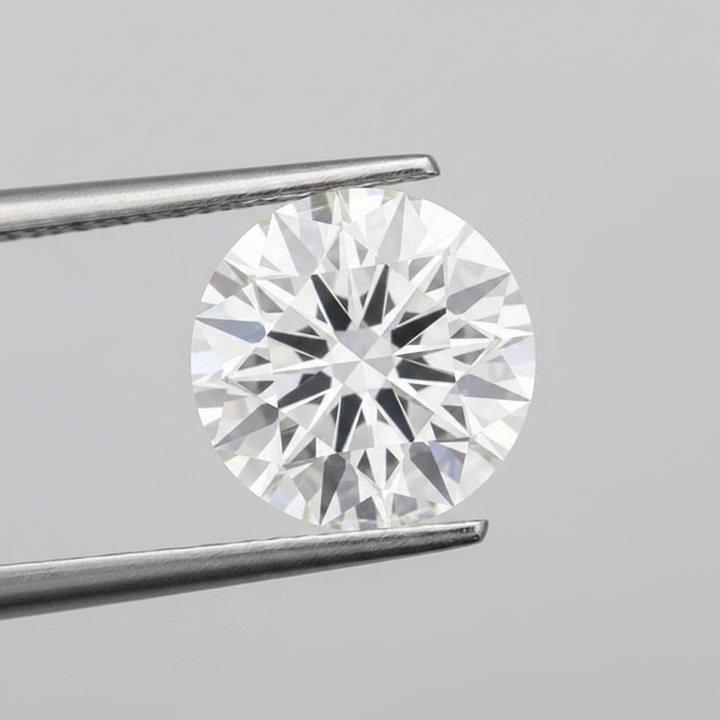 IGI Certified 4.07 Ct F Color VVS2 Round CVD Diamond with 10.28mm Diameter