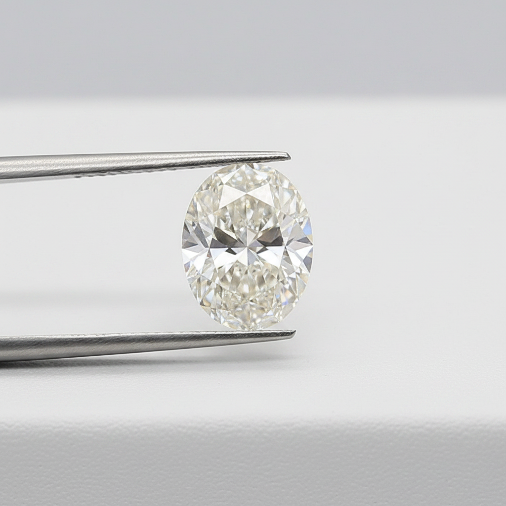 4,08 karaat ovaal geslepen laboratoriumdiamant, VVS1/H