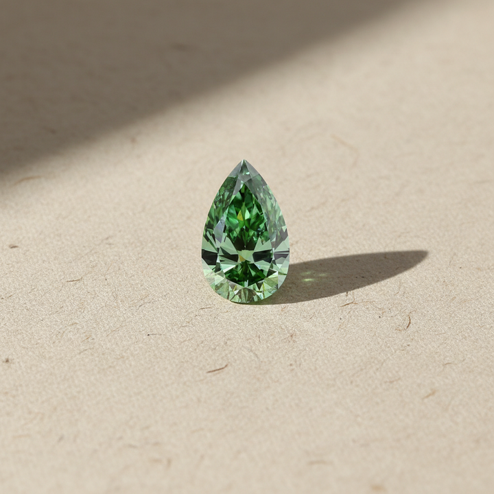 4.08 Carat Pear Cut Lab Grown Diamond VS1 Fancy Vivid Green IGI Certified

