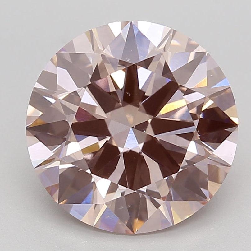 4.08 Carat Round Lab Grown Diamond VS2 Fancy Pink