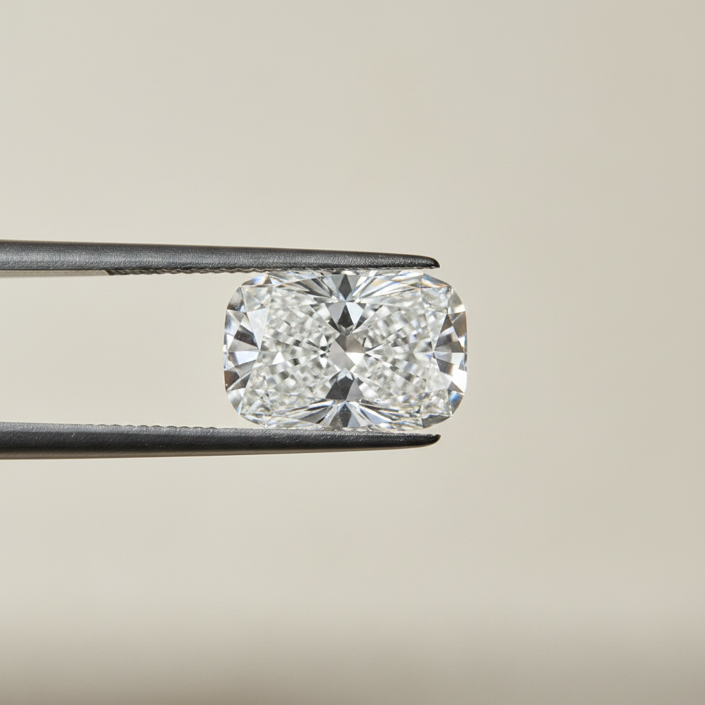 4,09 karaat kussengeslepen laboratorium-gegroeide diamant, VS1/E