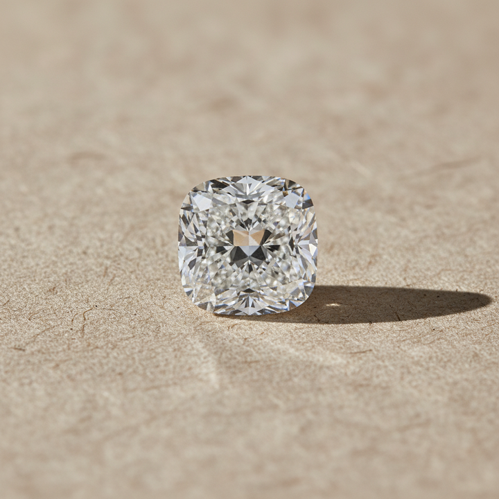 4.09 Carat Cushion Square Cut Lab Grown Diamond, VVS2/F