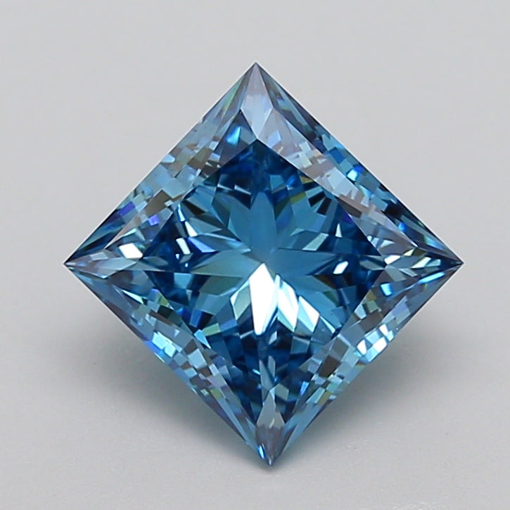 4.09 Carat Princess Cut Lab Grown Diamond VS1Fancy Vivid Blue