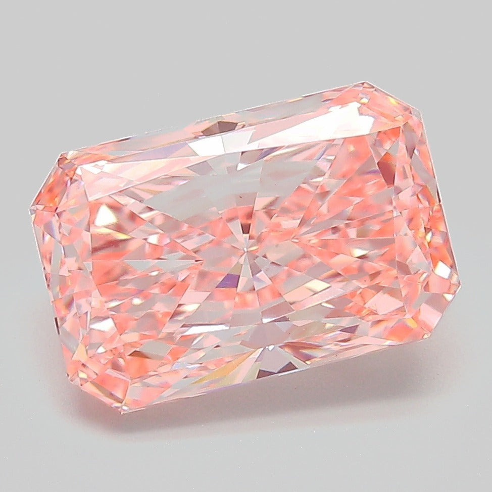4.09 Carat Radiant Cut Lab Grown Diamond VS1Fancy Vivid Pink