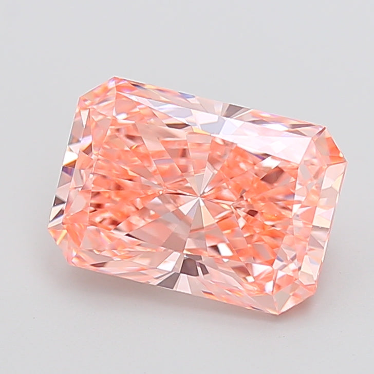 4.10 Carat Radiant Cut Lab Grown Diamond VS1Fancy Vivid Pink