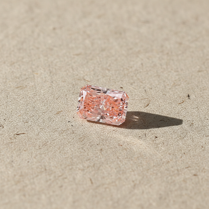 4.10 Carat Radiant Cut Lab Grown Diamond, VS1/Fancy Vivid Pink