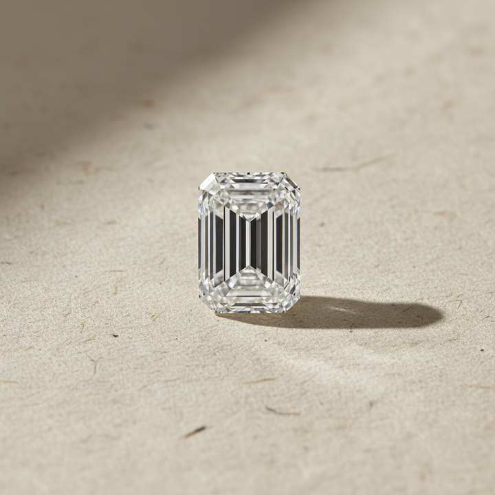 4,11 Karat im Smaragdschliff gezüchteter Diamant, VVS1/D