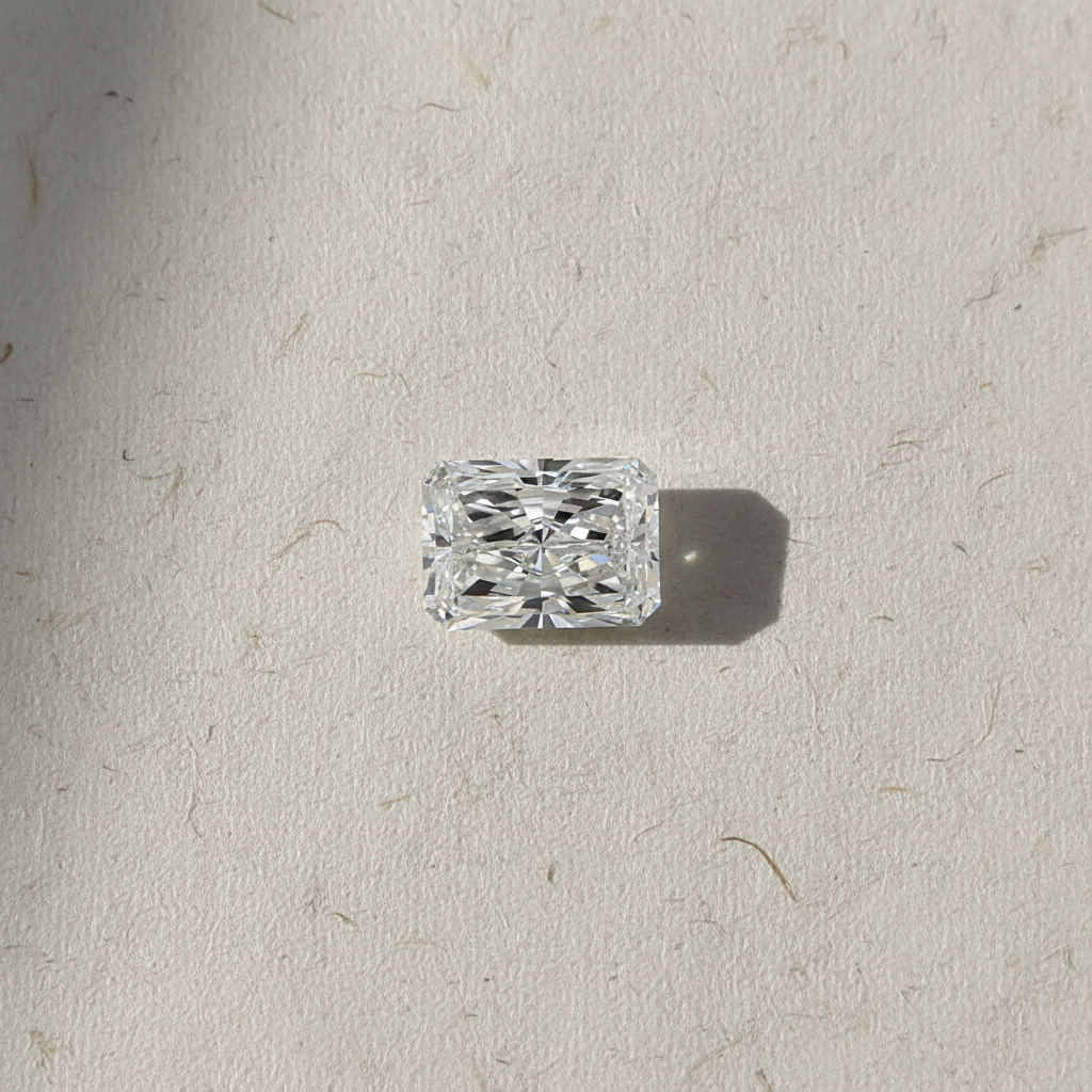 Diamant cultivé en laboratoire, taille radiante, 4,15 carats, VVS1/F