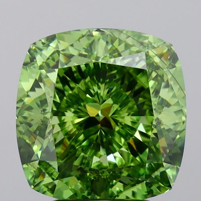 4,20 karaats kussen gemodificeerde lab-grown diamant VS2Fancy levendig groen