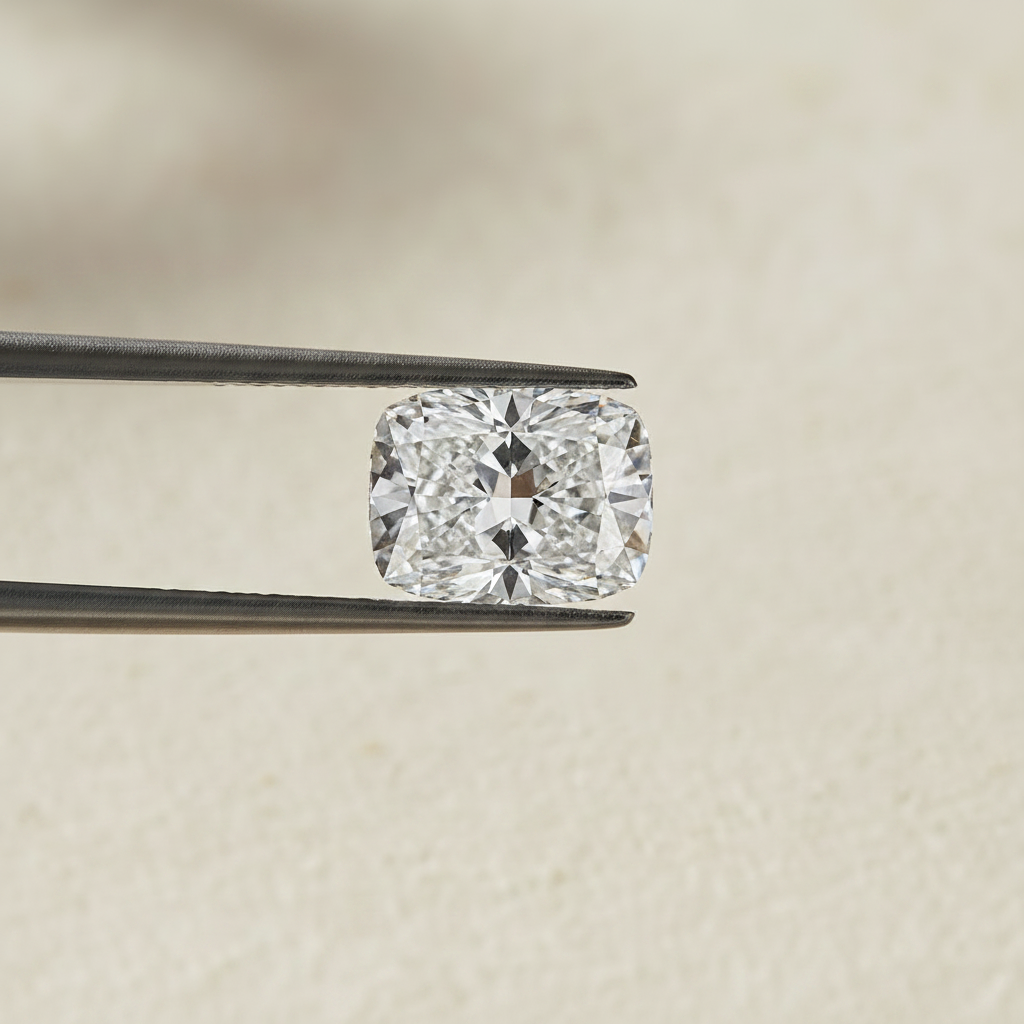 4,33 karaat kussengeslepen laboratorium-gegroeide diamant, VVS1/F