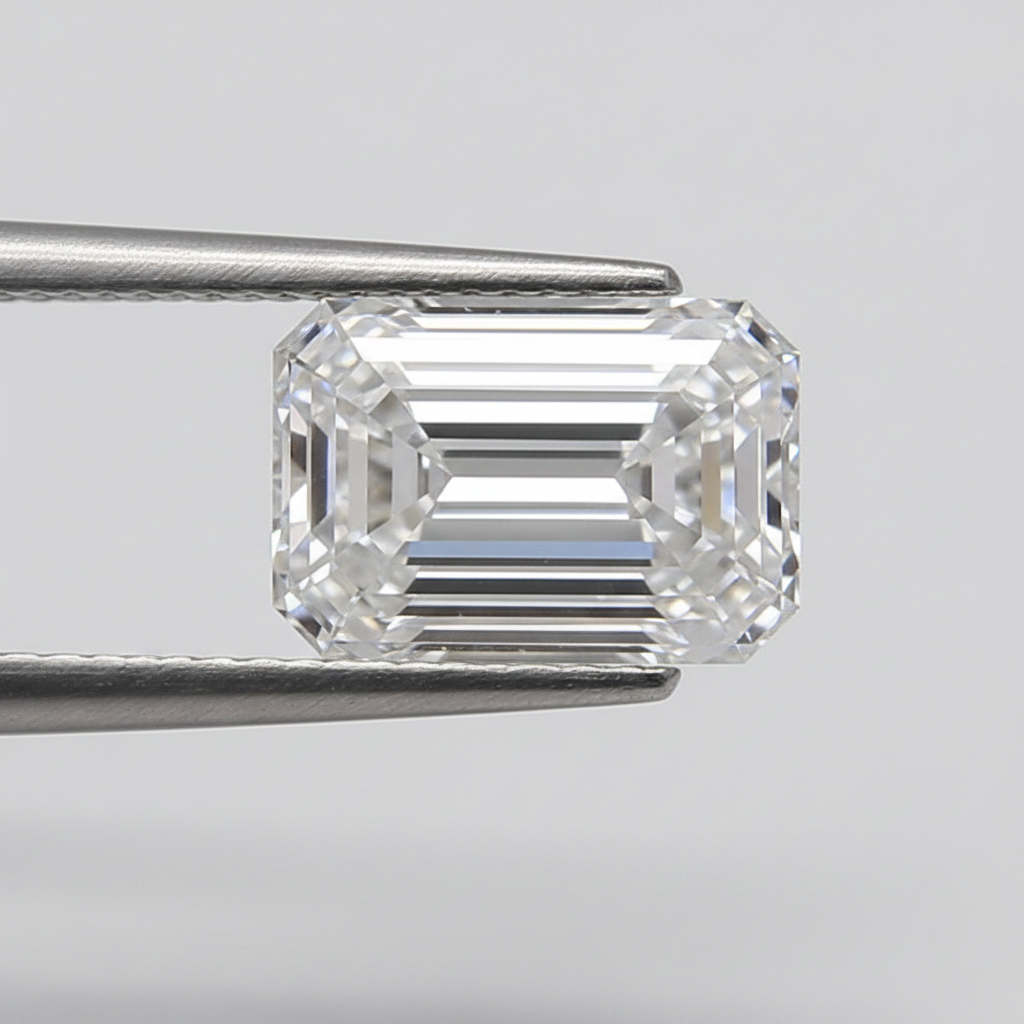 Diamant cultivé en laboratoire taille émeraude de 4,35 carats, SI1/E