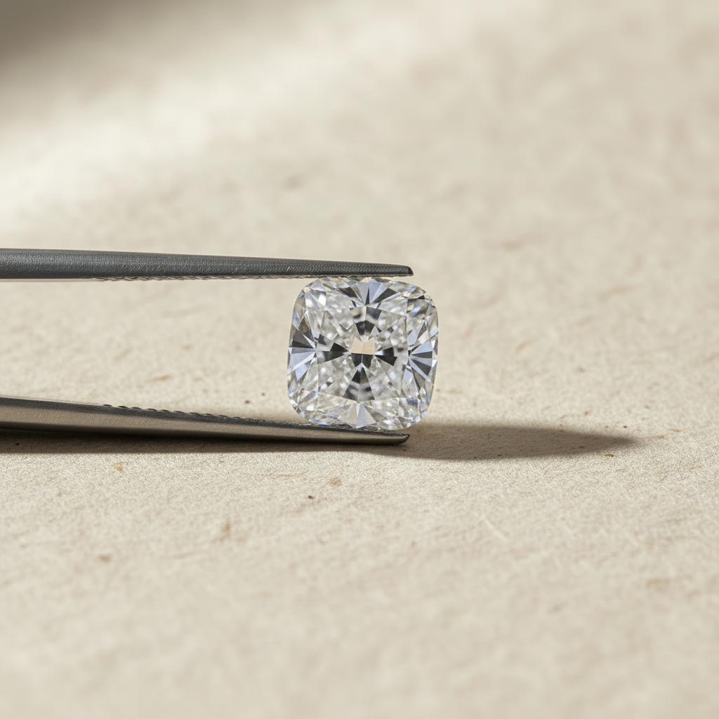 4,48 karaat kussengeslepen laboratorium-gegroeide diamant, VS1/F