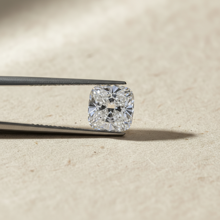 4,48 karaat kussengeslepen laboratorium-gegroeide diamant, VS1/F