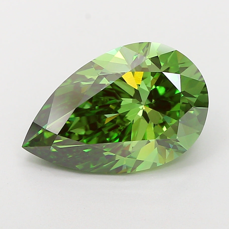 4.50 Carat Pear Cut Lab Grown Diamond VVS2Fancy Vivid Green
