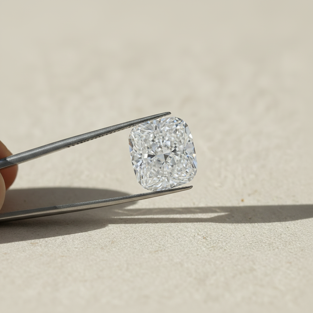 4,51 karaat kussengeslepen laboratorium-gegroeide diamant, VS1/E