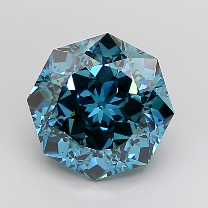 4.52 Carat Octagonal Cut Lab Grown Diamond VS1Fancy Vivid Blue