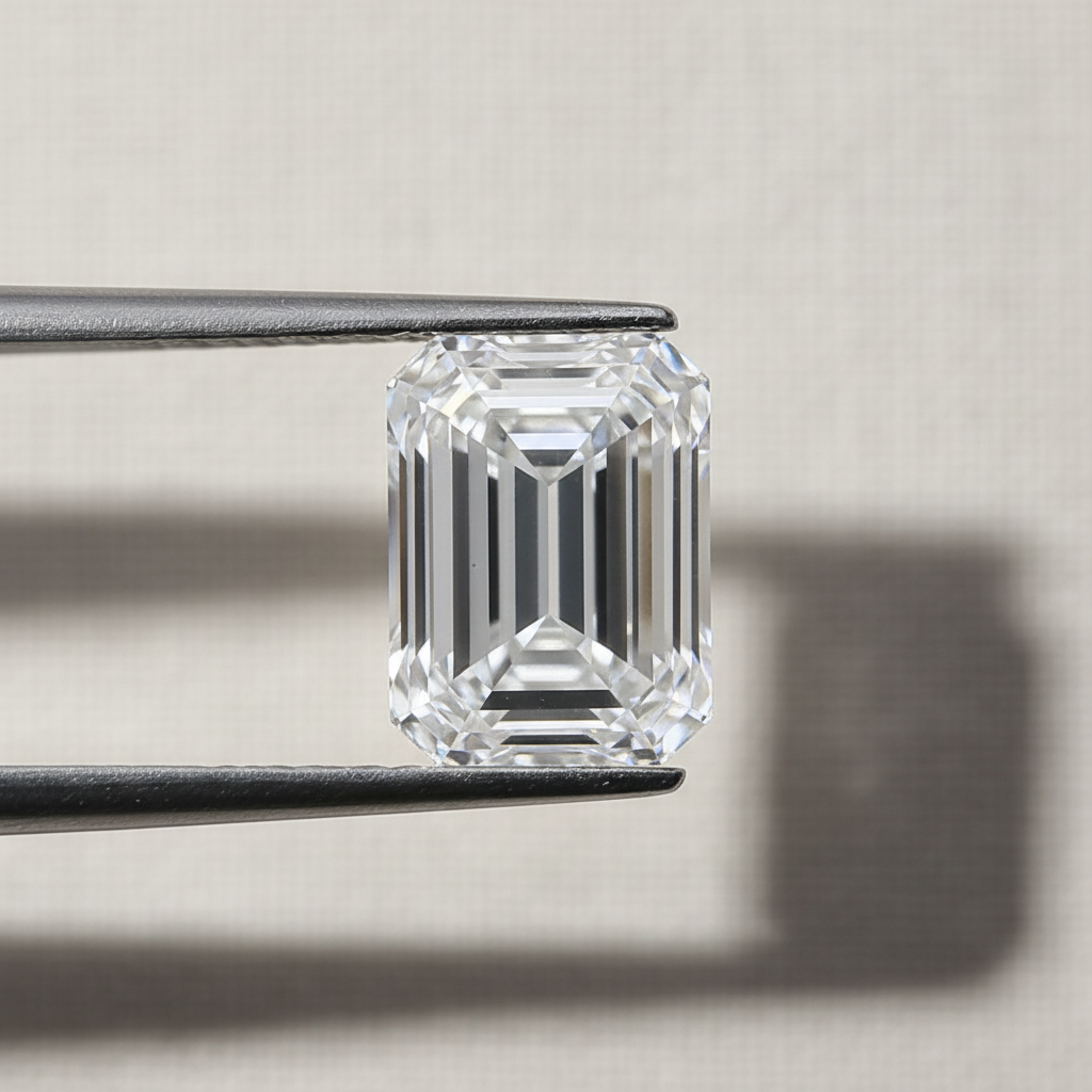 Diamant cultivé en laboratoire taille émeraude de 4,53 carats, VS2/E