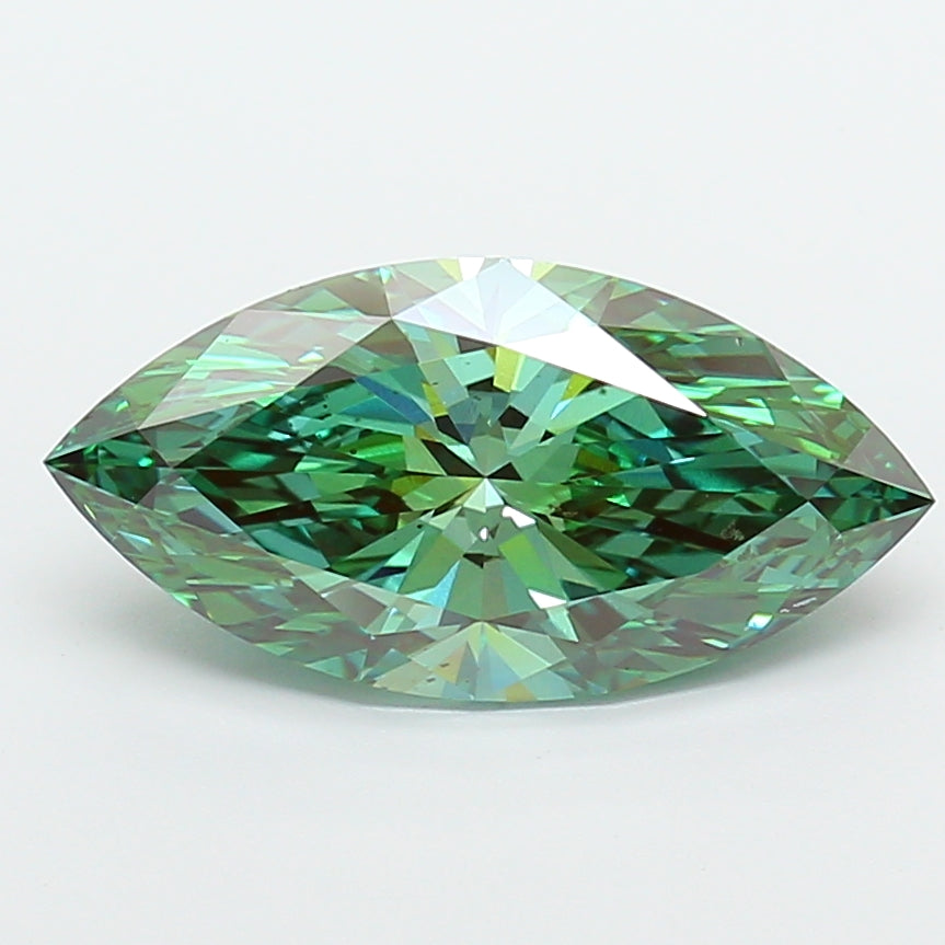 4.69 Carat Marquise Cut Lab Grown Diamond VS2Fancy Vivid Green