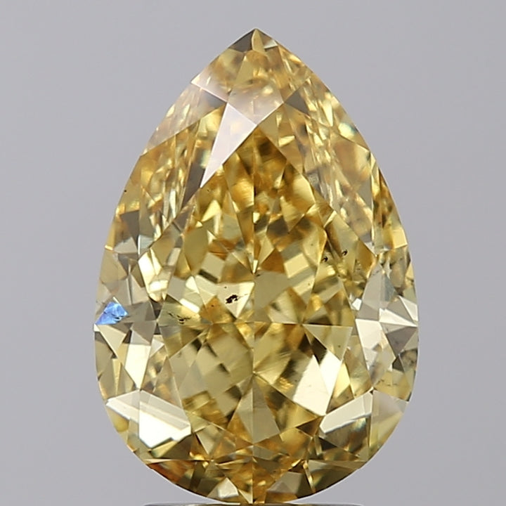 4.75 Carat Pear Lab Grown Diamond VS2 FANCY VIVID YELLOW