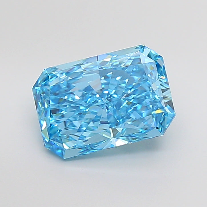 4.81 Carat Radiant Lab Grown Diamond VVS1 Fancy Vivid Blue