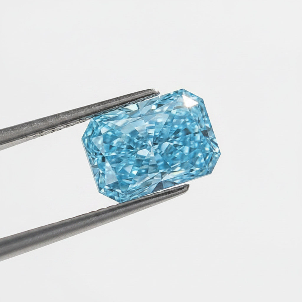 4,81 Karat strahlender, im Labor gezüchteter Diamant, VVS1/Fancy Vivid Blue