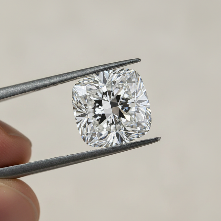 4,87 karaat kussengeslepen laboratorium-gegroeide diamant, VS1/E