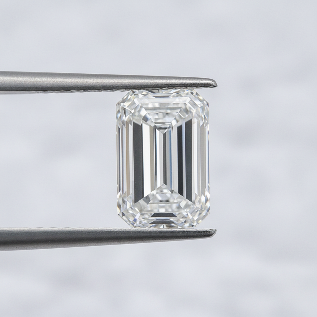 Diamant cultivé en laboratoire taille émeraude de 4,88 carats, VVS2/D