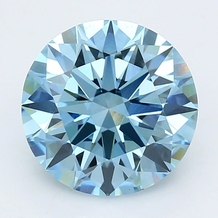 Diamante cultivado en laboratorio redondo de 4,92 quilates VVS2 azul intenso elegante